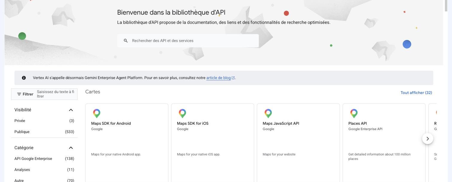 Bibliothèque d'API — cherche puis ouvre chaque API